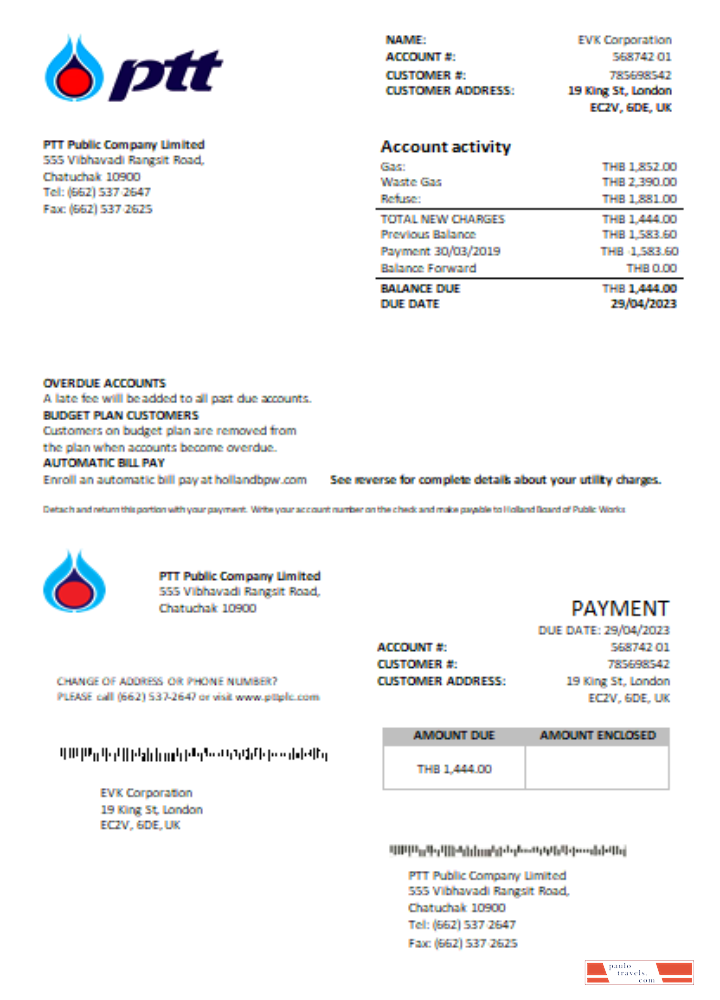 PTT gas utility business bill  SCR PSD template